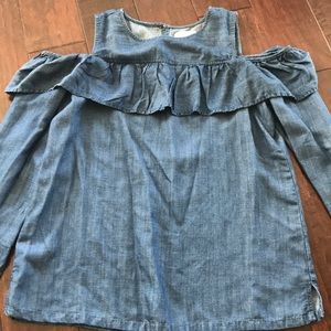 Loft denim cold shoulder top